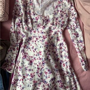 Zara Floral Mini Dress - White and Purple